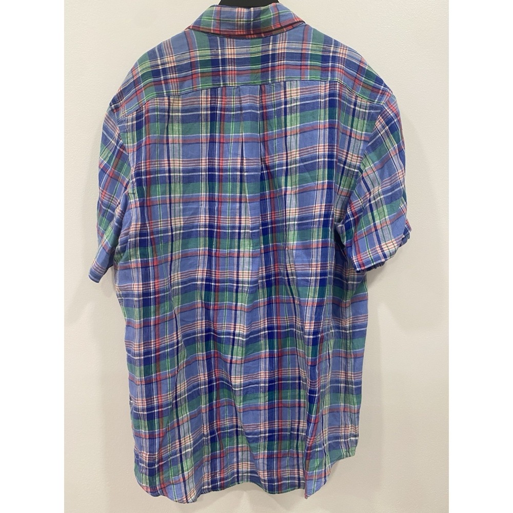 Ralph Lauren mens linen shirt button down Madras Plaid Colorful SZ Large Preppy - Picture 6 of 15